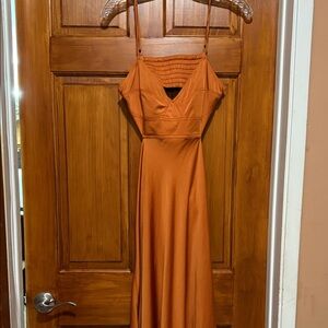A.L.C. Rust-Orange Spaghetti-Strap Maxi Dress